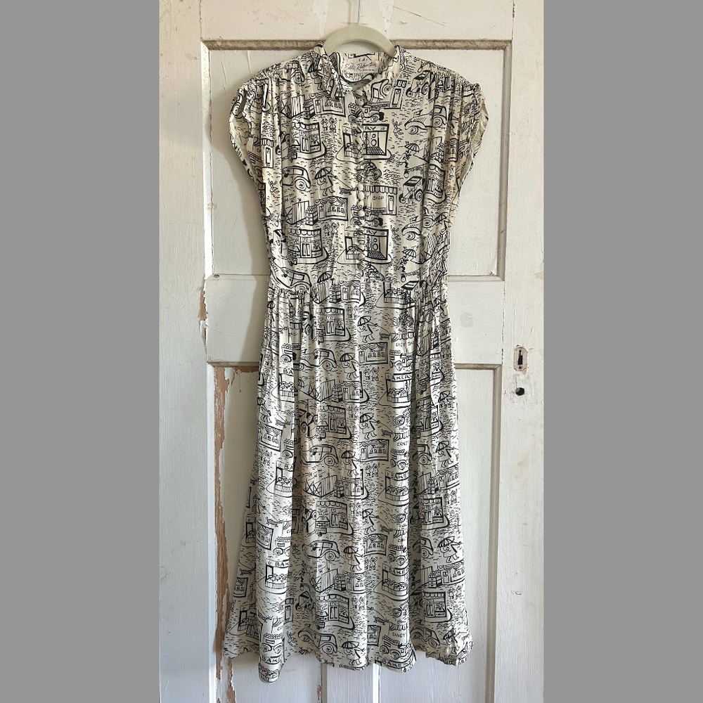 Vintage 1930’s / 40’s EDDIE RUBENSTEIN Original City Printed Dress